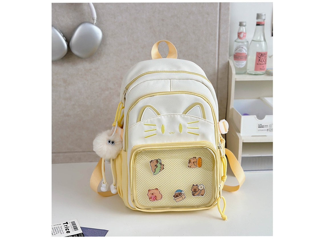 Mochila Com Pingente De Boneca, Adequada Para Uso Diário Na Escola, Encontros E Viagens. Amarela