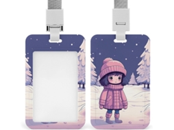 Porta-crachá personalizado com estampa de inverno animada, protetor de rachaduras em Prova d'Água
