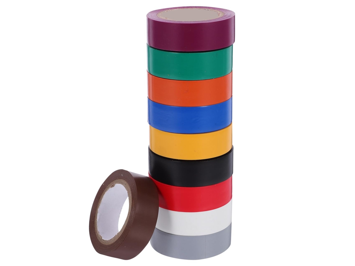 Pacote Com 10 Unidades De Fita Isolante Elétrica Pvc Para Uso Interno E Externo, Com Proteção Múltipla E Isolamento