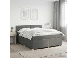 Vidaxl Cama Box Spring Com Colchão Cinzento-escuro 140 X 200 Cm Tecido