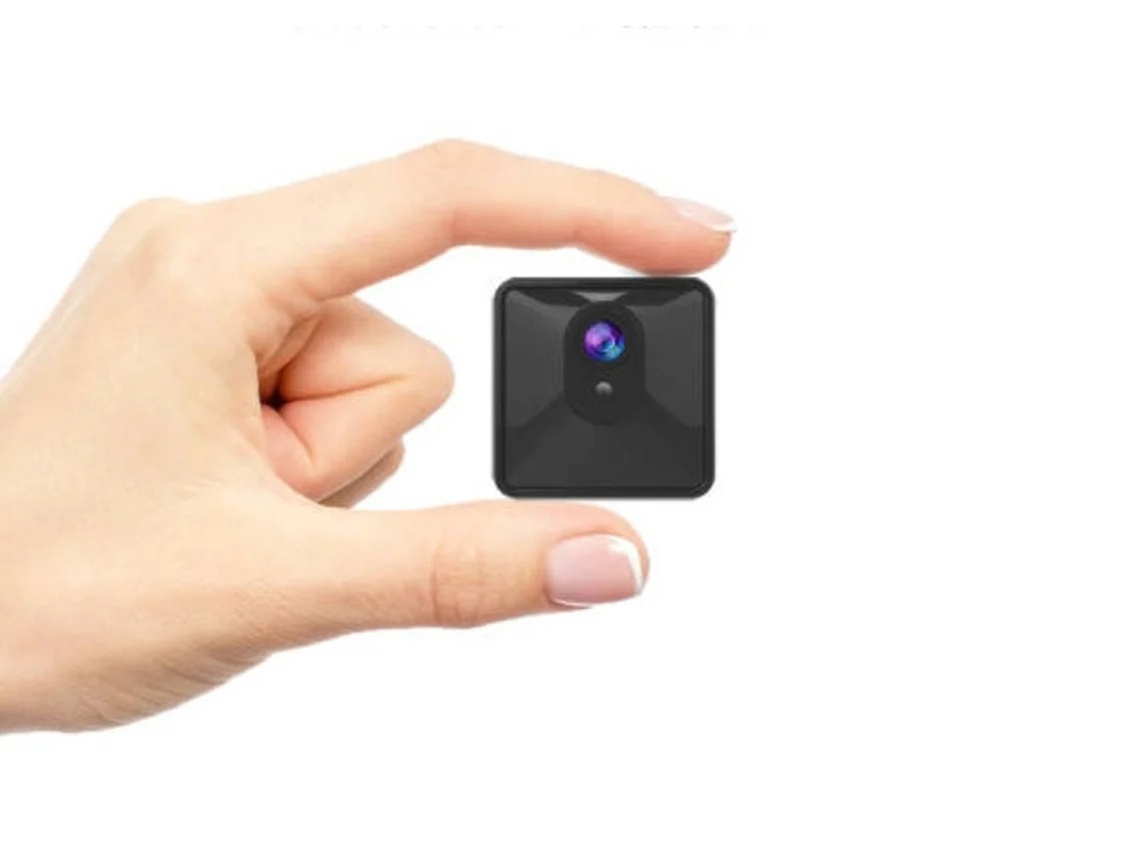 Câmera portátil Bestvite Mini com bateria, detecção de movimento e visão noturna, oculta para uso interno (preta)