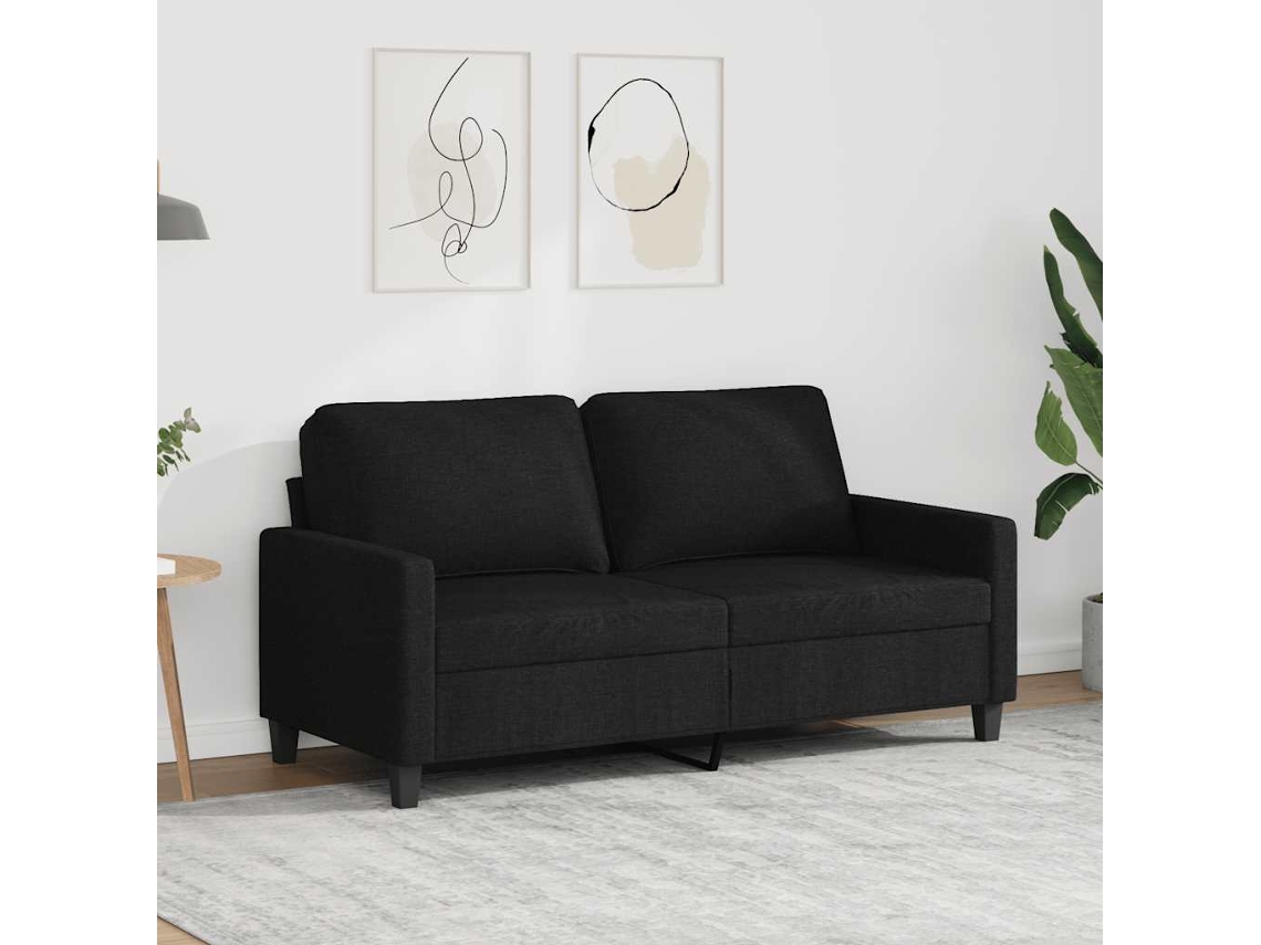 Vidaxl Sofá De 2 Lugares Tecido 140 Cm Preto
