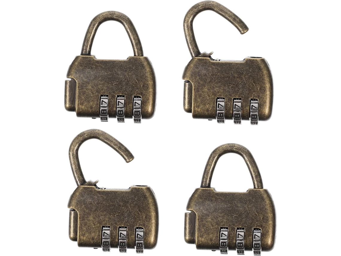 Conjunto De 4 Cadeados Digitais Retrô Com Combinação, Estilo Vintage