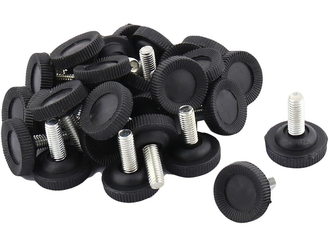 Base Plástica Para Móveis Residenciais, Pés Niveladores Ajustáveis, 29mm X 31mm, Pacote Com 30 Unidades, Preta
