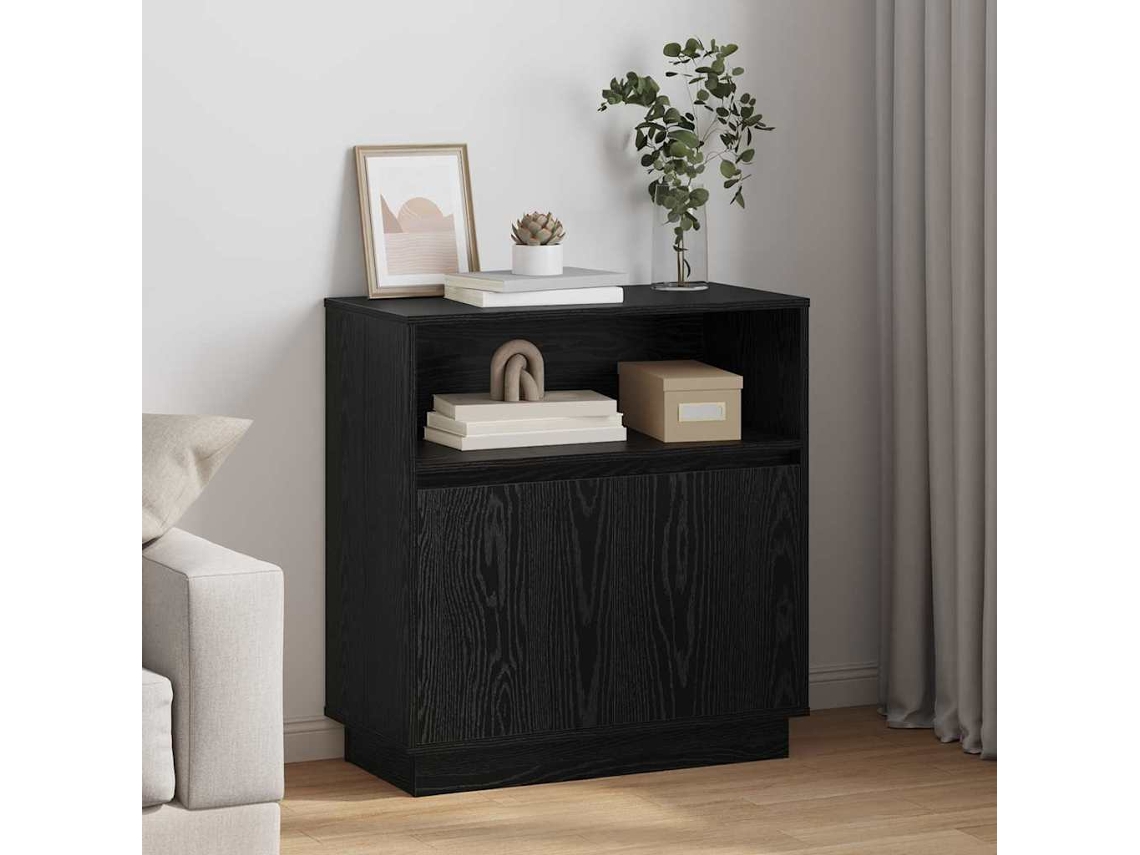 Vidaxl Aparador Led Carvalho Preto 71 X 34,5 X 75 Cm