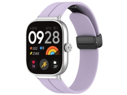 Bracelete Para Xiaomi Band 9 Pro / 8 Pro / Redmi Watch 6 / 5 - Silicone - Cabeça Chata - Fivela Preta Roxa