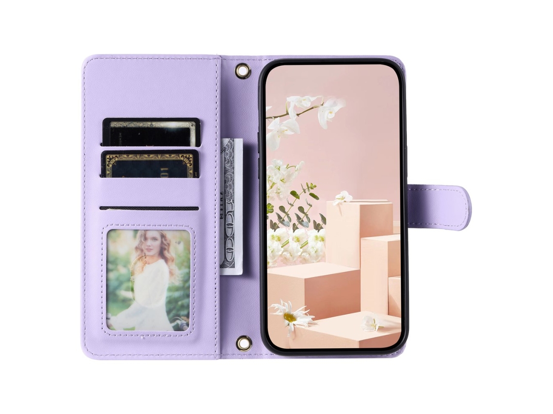 Capa Em Couro Pu Com Pega Para Apple Iphone Xr - Roxo