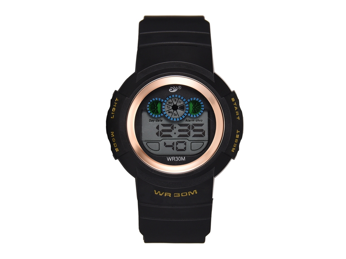 Relógio Eletrônico de Pulso Esportivo com Pulseira de Silicone 3atm Resistente À Água (dourado)