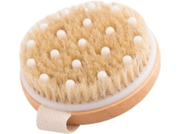 Escova Esfoliante Corporal Villcase Com Cabo De Madeira, 11x11 Cm, Com Cerdas Naturais, Para Banho E Higiene Pessoal