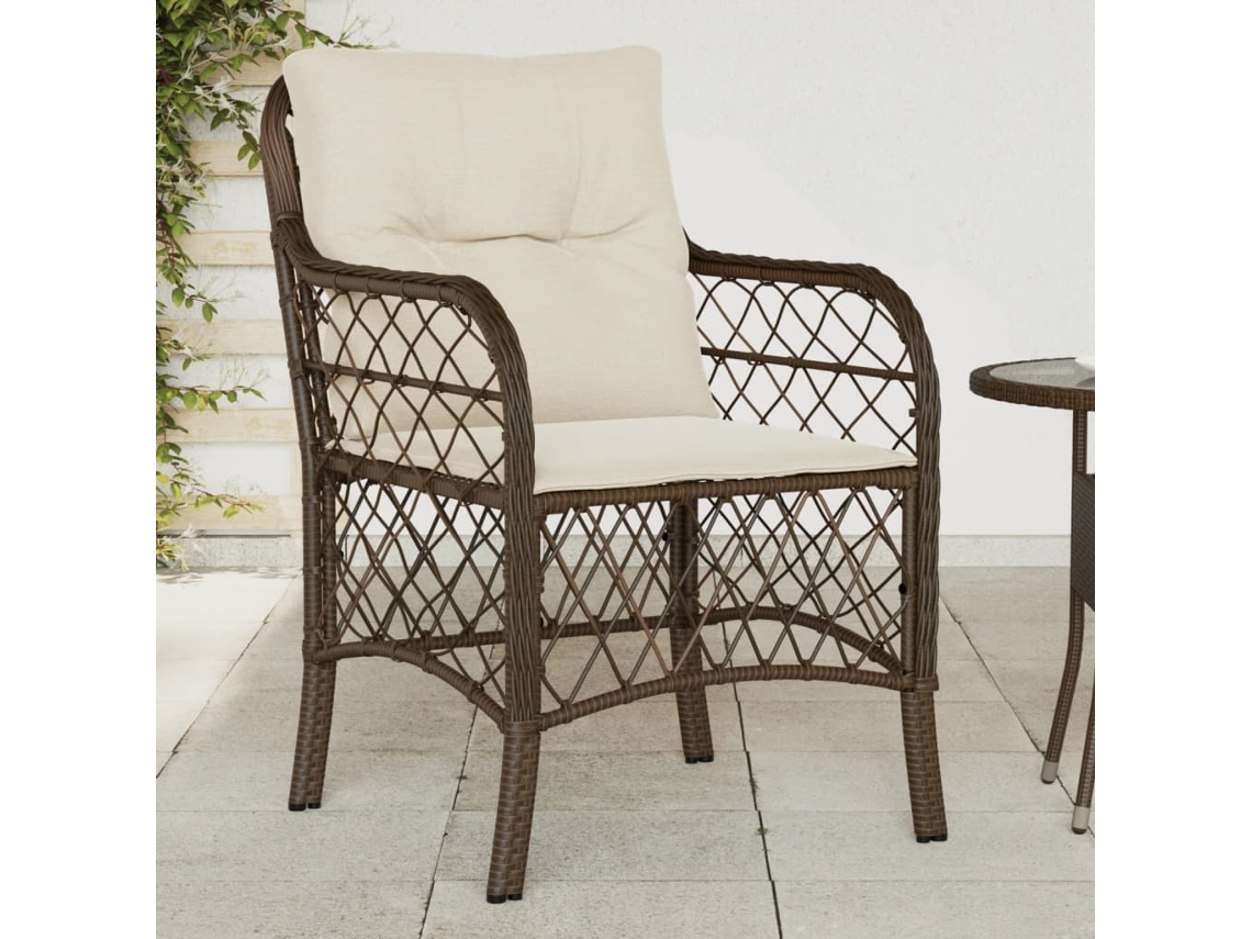 Vidaxl Cadeiras De Jardim Com Almofadões 2 Pcs Vime Pe Castanho