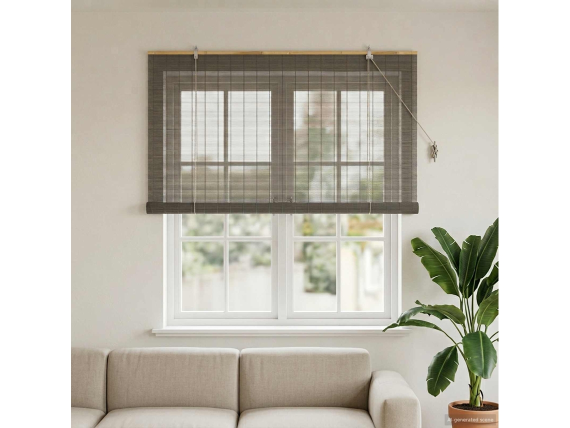Vidaxl Estores De Rolo Cinzento 130 X 160 Cm Bambu