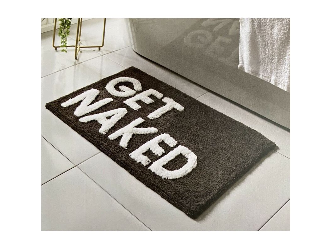 2026 almohadilla de Baño Suave Absorbente no Deslizante Con Letras Get Naked Negro 80x50cm