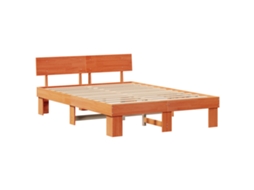 Conjunto 1 Estrutura De Cama Moderna Vidaxl Castanho Madeira De Pinho Maciça (150 X 200 Cm)