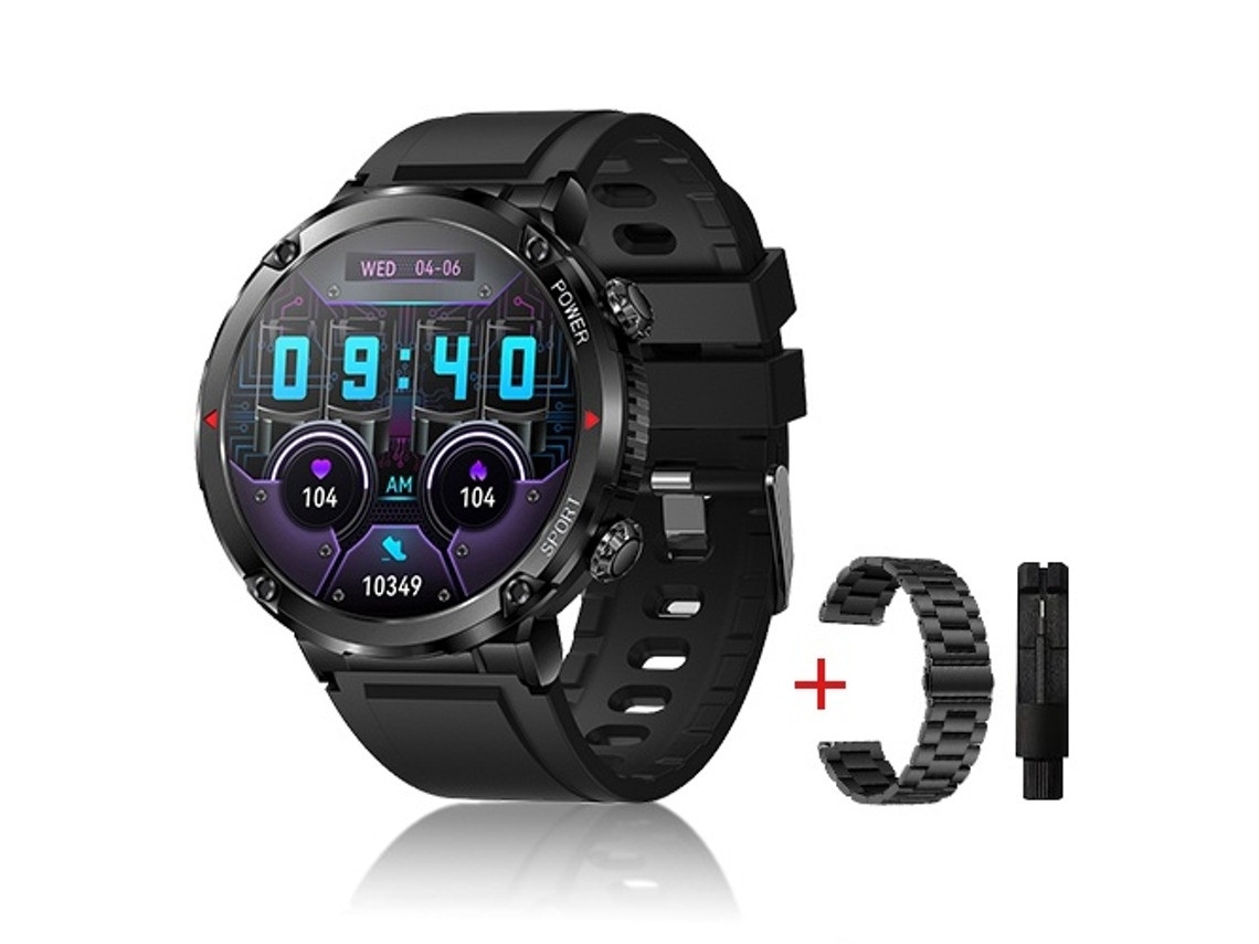 Smartwatch Militar Chamada Bluetooth Com 600 Mah Preto