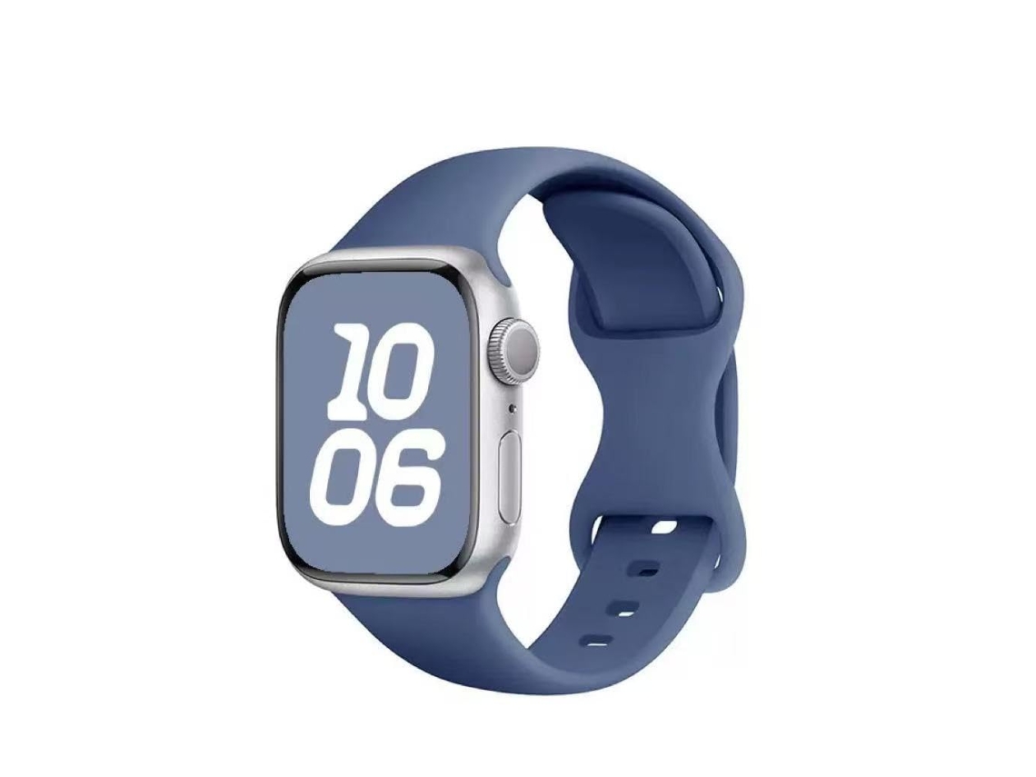 Pulseira de Silicone Halinuia para Apple Watch S1 11/ultra 1 3/se1 2 , Fecho em Formato de Oito, Design Esportivo Respirável,azul Escuro (42 49 Mm)
