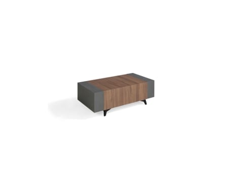 Mesa de Centro Over com Acabamento em Nogueira Canaletto Pés em Metal Preto 110X60X37Cm MOMMA HOME