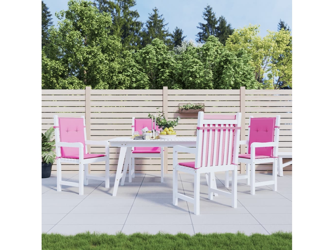 Vidaxl Almofadões P/ Cadeira De Encosto Baixo 4 Pcs Tecido Rosa