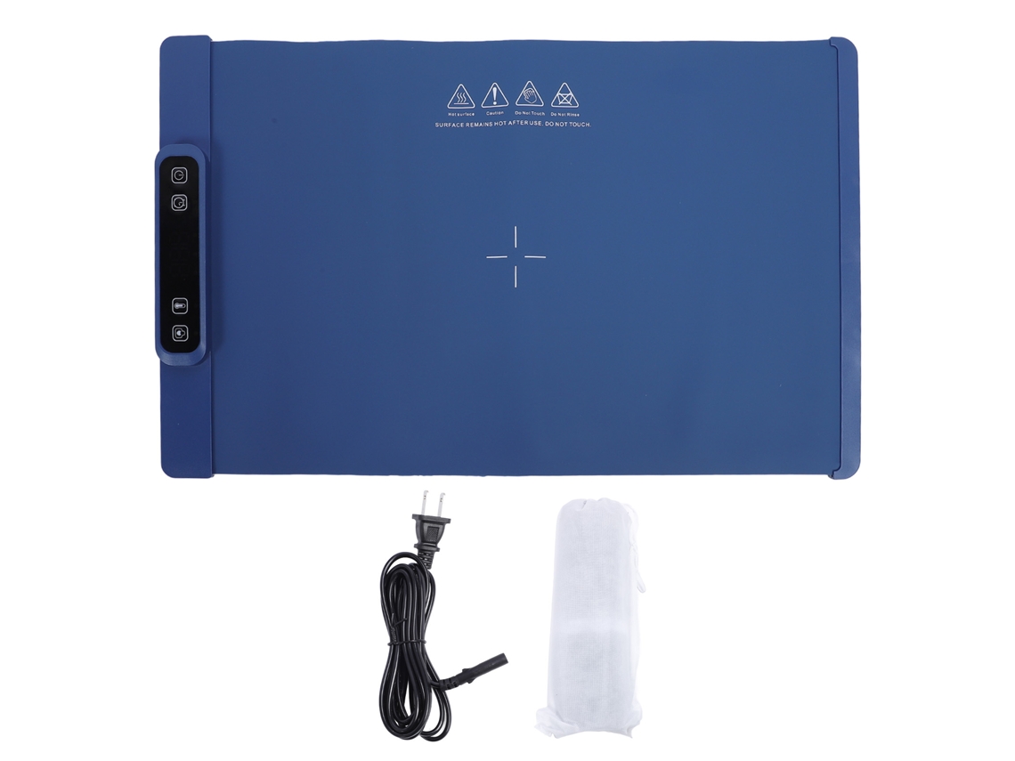 Coxim elétrico de aquecimento de alimentos silicone plegável com 3 níveis de temperatura azul claro