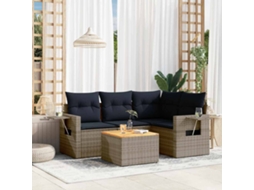 Vidaxl Conjunto De Sofá De Jardim De 5 Peças Com Almofadas Em Rattan Sintético Cinza