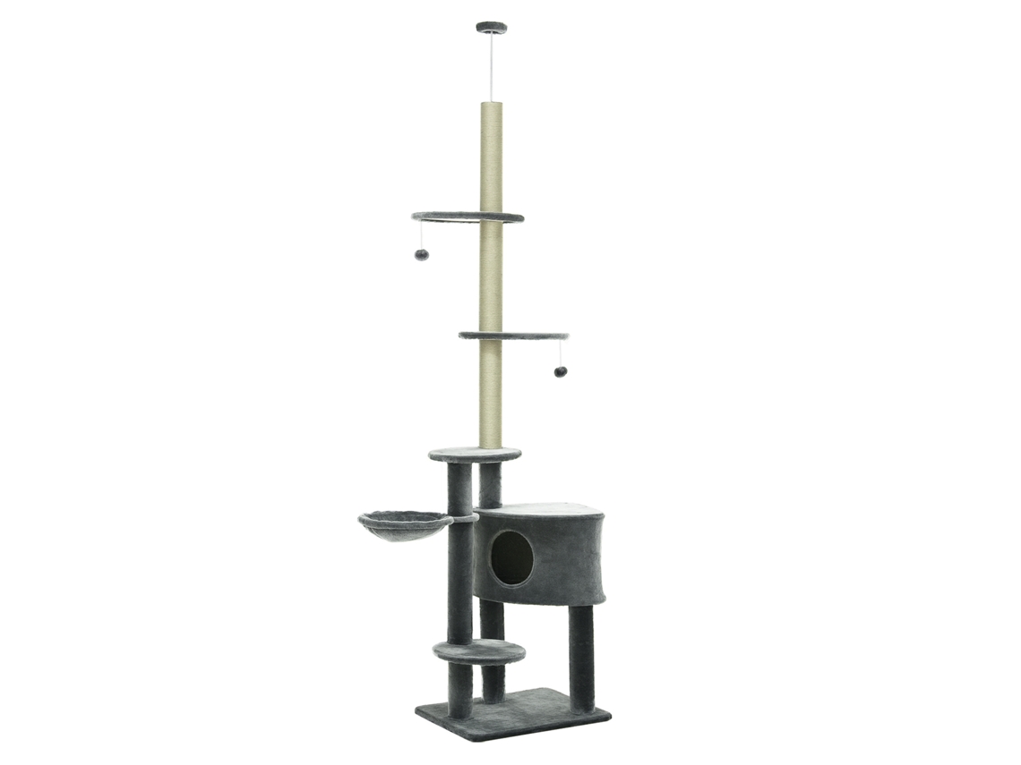 Árvore de Gato Teto 220-265cm com Plataformas e Bolas Escuro Cinza S/MARCA