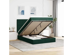 Vidaxl Estrutura Cama Otomana Colchões 140x190 Cm Veludo Verde Escuro