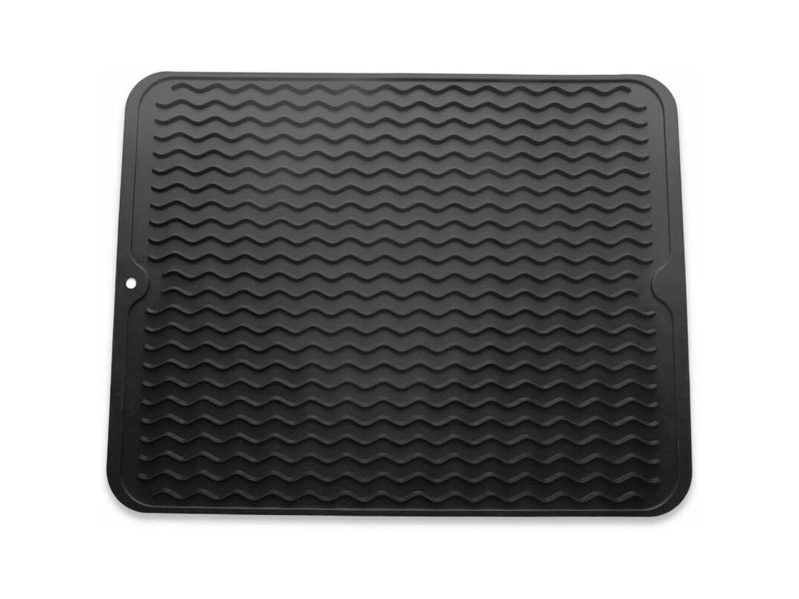 Tapete para Escorredor de Pratos Siliconcone, Ecológico, Antiderrapante e Resistente Ao Calor AQUAFORGE (preto, Grande)