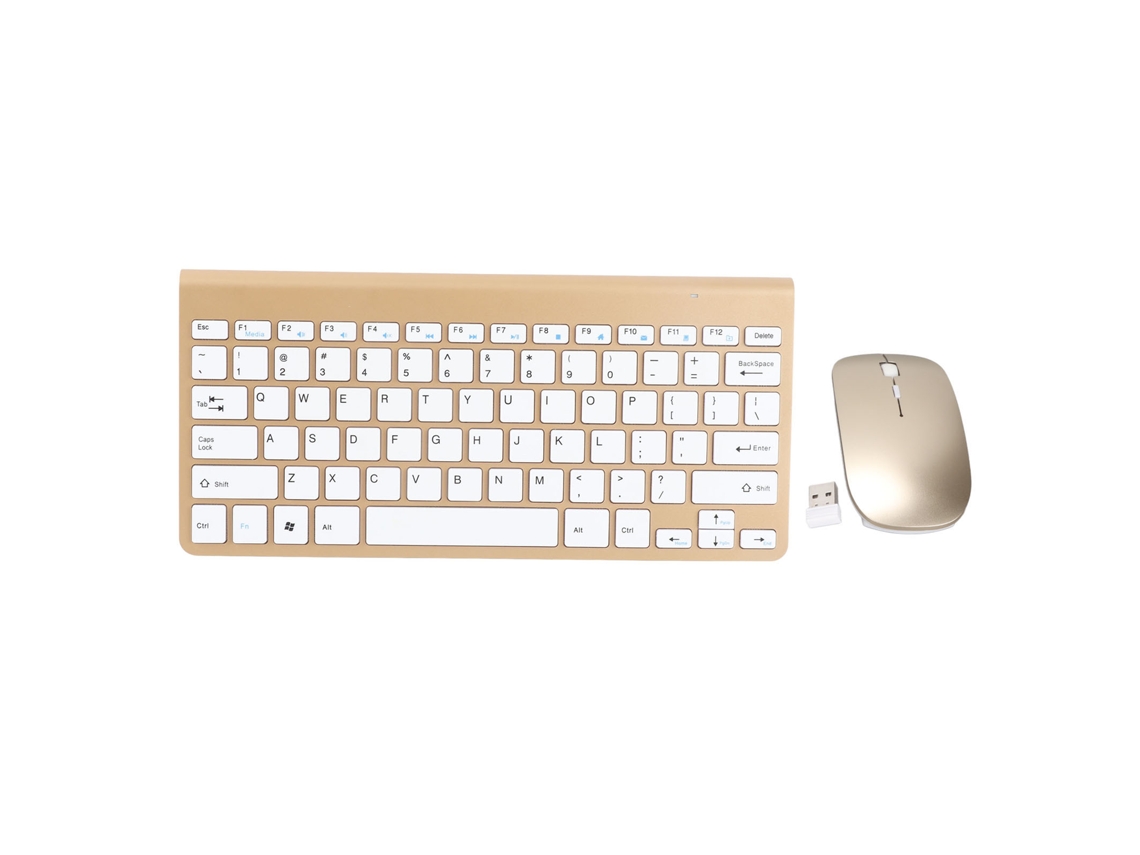 Conjunto Inalámbrico de Teclado Y Ratón Usb 2.4g, 78 Teclas, Ergonómico, Silencioso, Diseño Delgado, Acabado Dorado.