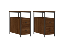 Bedside Cabinet, Bedside Cabinets Vidaxl Marrom Madeira Processada (n/a)