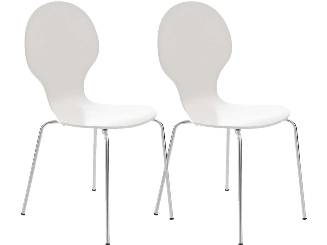 2x Cadeira Empilhável Ergonómica Diego Branco Clp