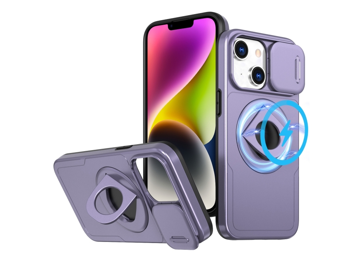 Capa Zruxe Compativel Com Iphone 14 (camshield - Magsafe - Ring Holder - Armor - Roxo)