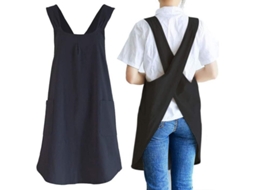 Omni-delantal De Linho Japonês Para Homens Com Bolsos Para Cozinha, Confeitaria, Jardinagem E Limpeza Preto Gmu