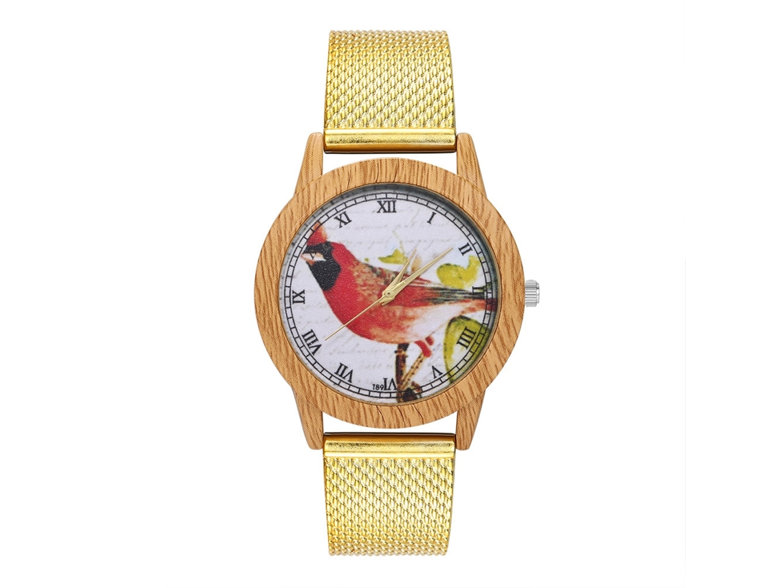Reloj Analógico De Cuarzo Para Hombre Con Correa De Malla De Aleación T89-f Dorado