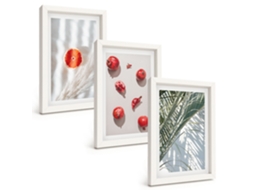 Composição De Quadros Férias Com Palmeiras E Frutos Moldura Branca Quadros Para A Sala De Estar Espelharte (3 Peças 20x30 Cm)