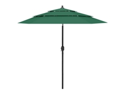 Vidaxl Guarda-sol De Jardim 3 Camadas C/ Poste De Alumínio 2,5 M Verde