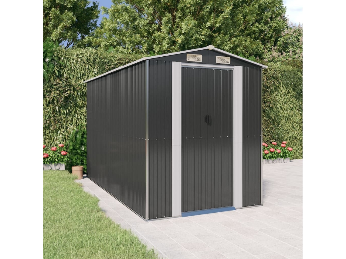 Vidaxl Abrigo De Jardim 192x357x223 Cm Aço Galvanizado Antracite