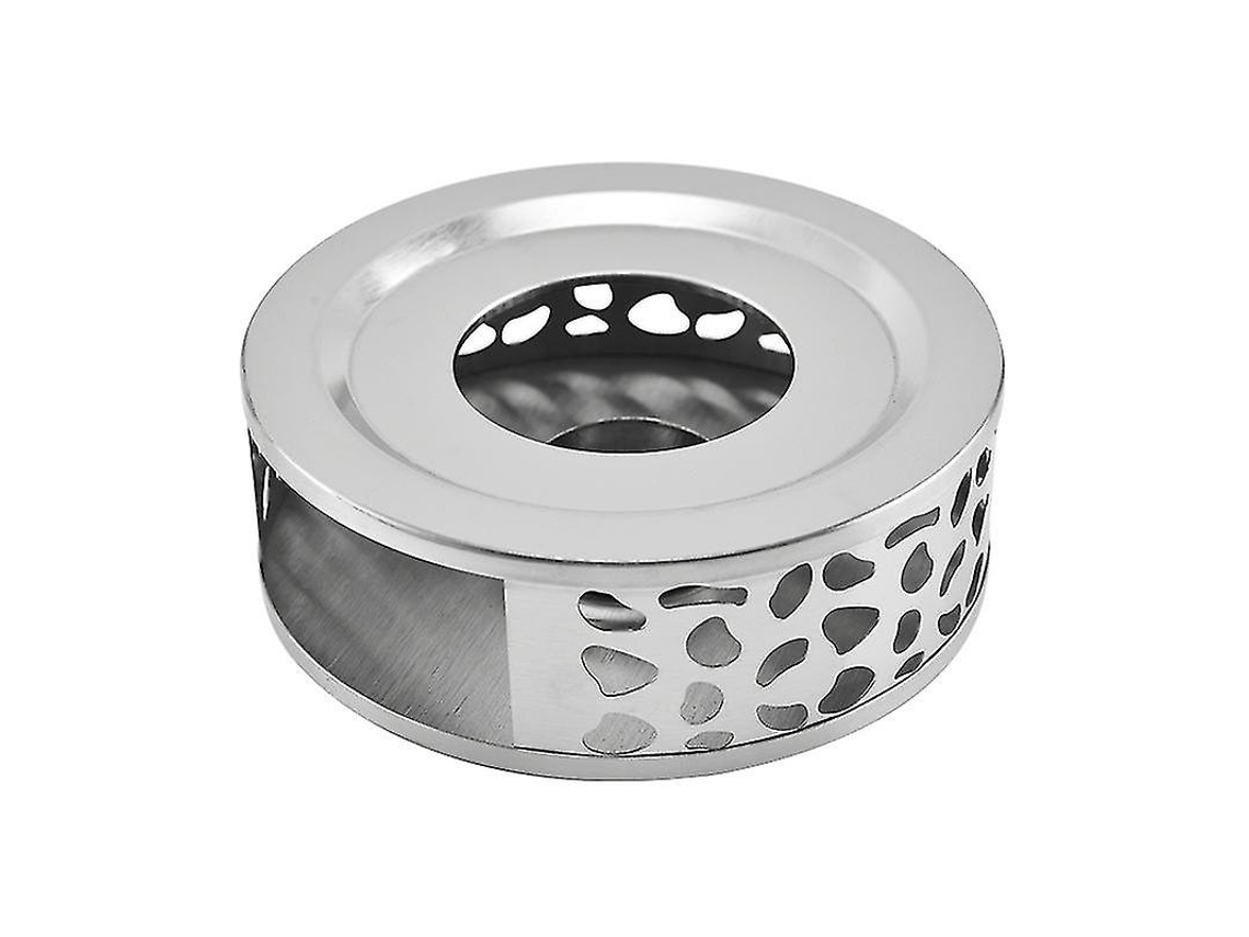 Base Aquecedora De Bule De Aço Inoxidável, Redonda, Com Estrutura Oca, Suporte Para Velas, Resistente Ao Calor Brilvibera (1 Peça, Prata)