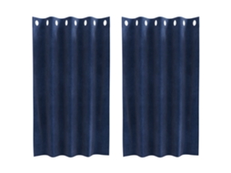 Conjunto 2 Cortinas Opacas Vidaxl Azul Veludo (140 X 140 Cm)