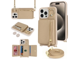 Suporte Casa Pega Para Iphone 15 Pro Max Pele Sintética Bege