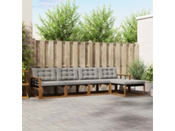 Vidaxl Conjunto De Sofás Para Exterior 5 Unid. Cinza Natural E Claro