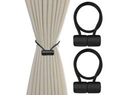 2026-ataduras De Cortinas Linjou Tejido A Mano Com Íman Fuerte Preto 2pcs Decoração De Casa 16,8 Polegadas