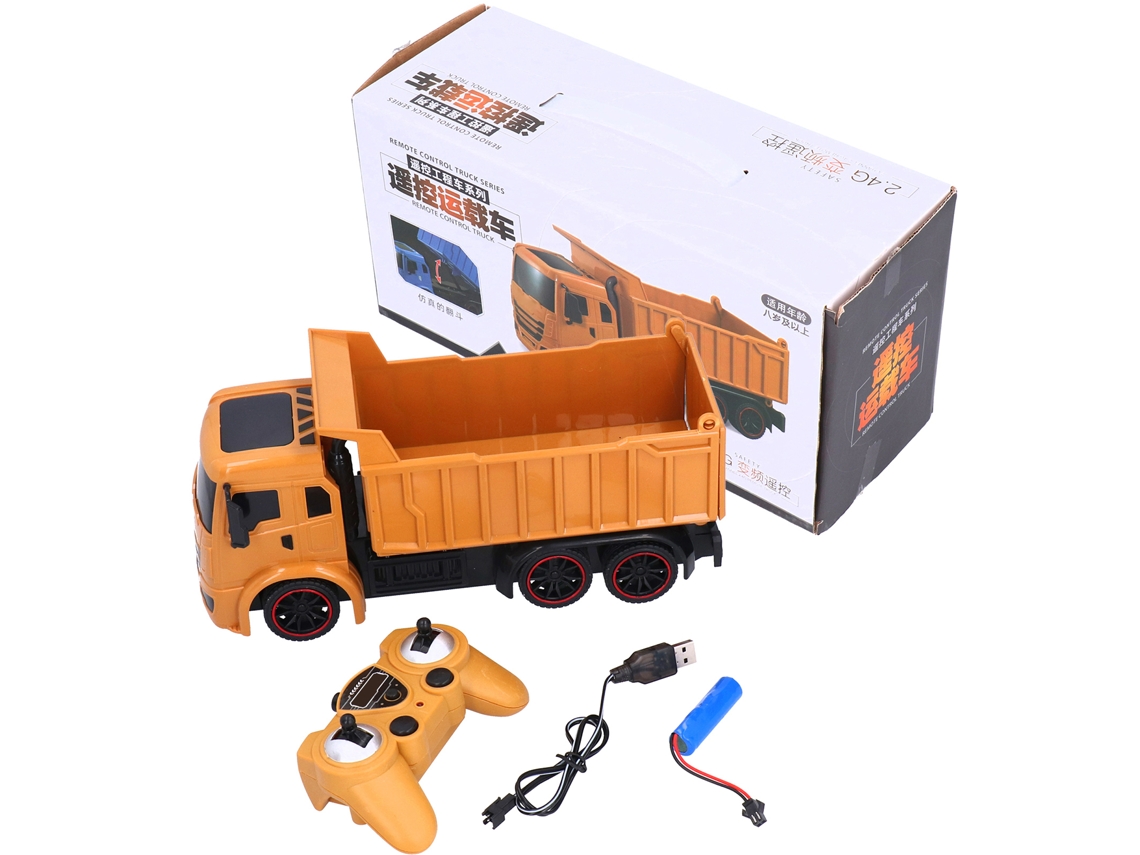 Walshlxq camión de Volquete Rc Simulación de Construcción Vehículo Control Remoto Juguete para Niños Naranja