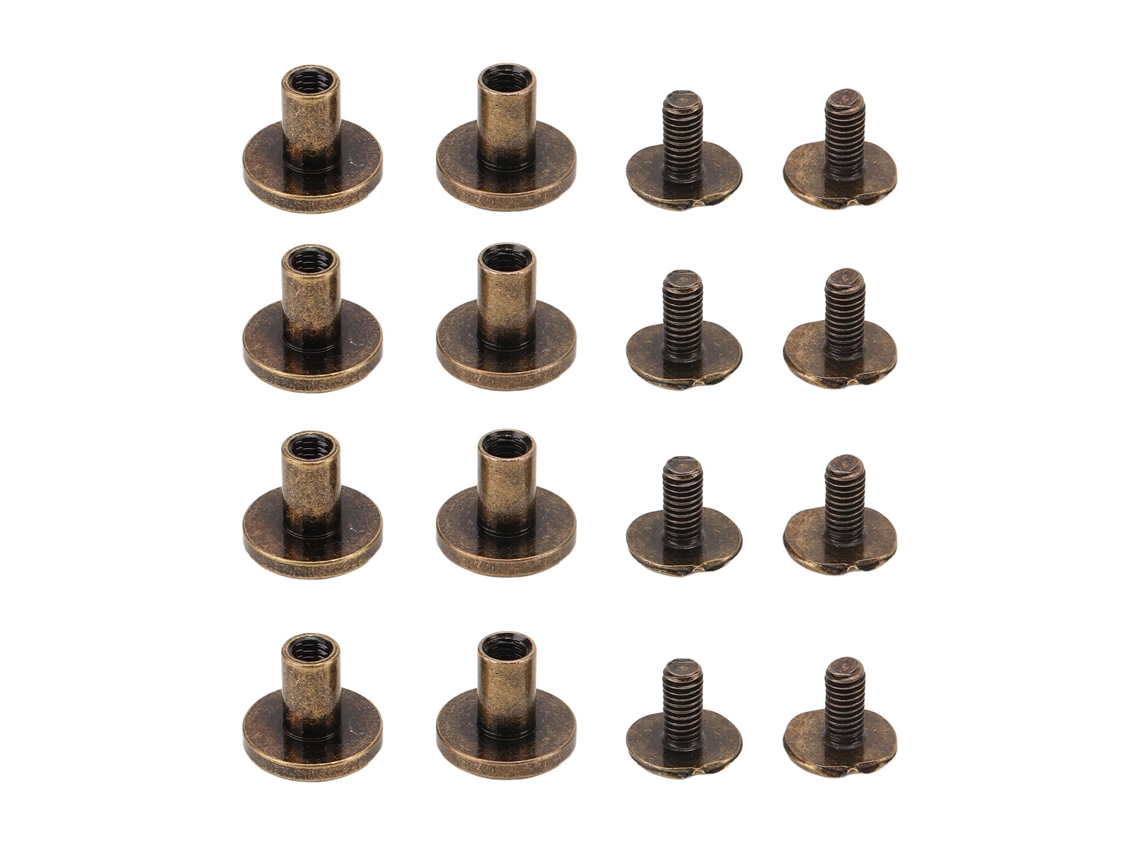 120pcs Parafusos Chicago 9.5x8mm Latão Sem Burras Para Couro Ferramenta De Remacha Plana Diy