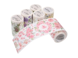 Fita adesiva decorativa Washi para artesanato e diários, estampa floral, 6 rolos de 2m, sem desperdício, material seguro.