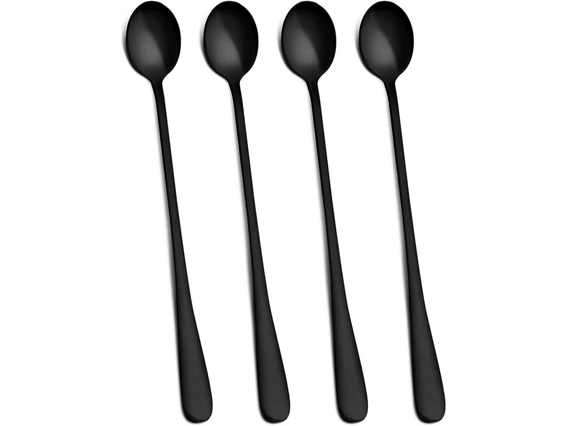 Conjunto De 4 Colheres De Chá Gelado Com Cabo Longo De 23 Cm (9 Polegadas), Para Coquetel