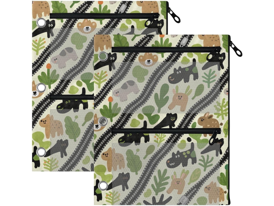 Pasta De 3 Argolas Com Fecho Em Formato Folha Animal Verde