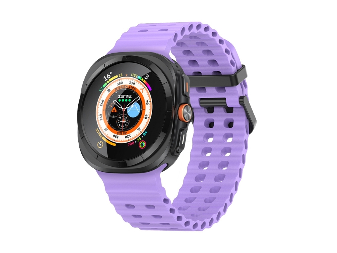 Bracelete para Samsung Galaxy Watch Ultra Silicone Ocean Dupla Fileira de Furos Roxo XIAOMOYU