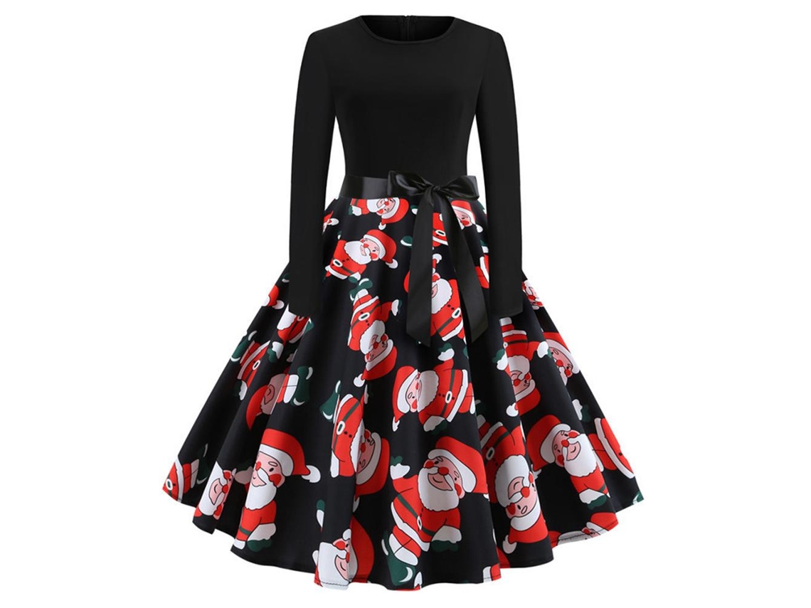Vestido Vintage De Natal Com Gato E Floco De Neve Da Laxiscreed, Manga Longa, Ideal Para Festas De Natal