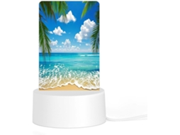 Luminária noturna de LED em acrílico com base e plugue de plástico, estampa Havaianas Beach, ideal para o quarto, com luz.