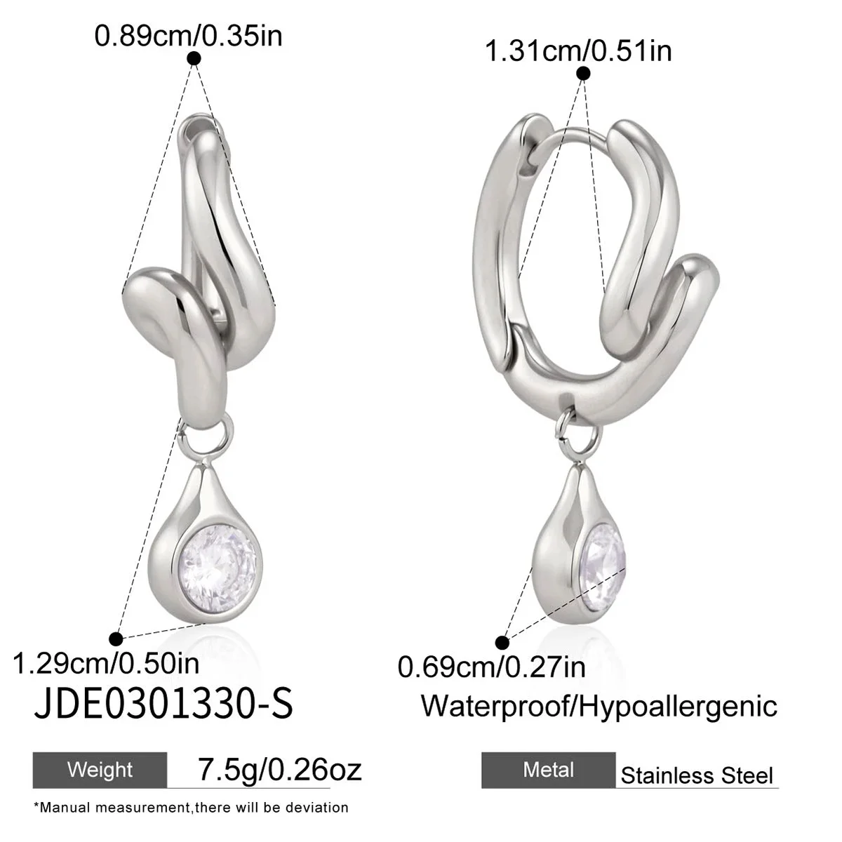 Brincos Com Pingente De Zircônia Em Formato De Onda, Revestimento Pvd À Prova D'água, Perfeitos Para O Dia A Dia. Um Presente Ideal.
