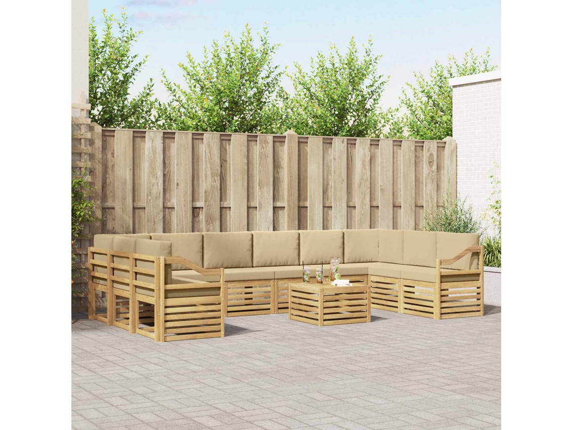 Vidaxl Conjunto De Sofás Para Exterior 11 Pcs Branco E Bege